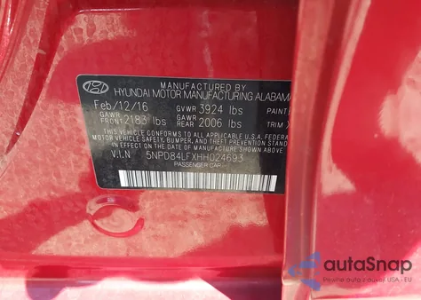 2017 Hyundai Elantra Se from USA, damaged, VIN 5NPD84LFXHH024693